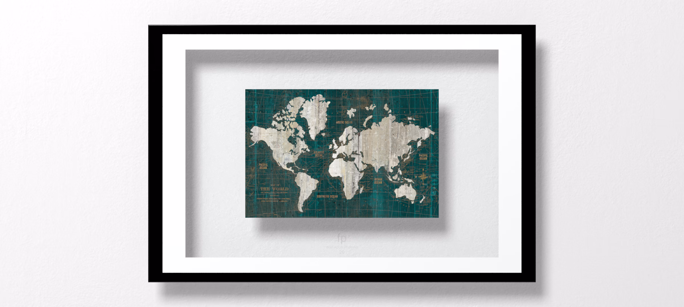 Old World Map Teal by Wild Apple Portfolio
